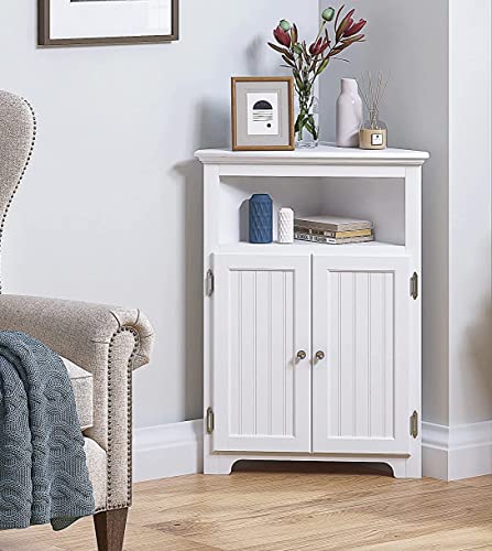 UTEX Corner Bathroom Cabinet with Doors and Adjustable Shelf - Image 2