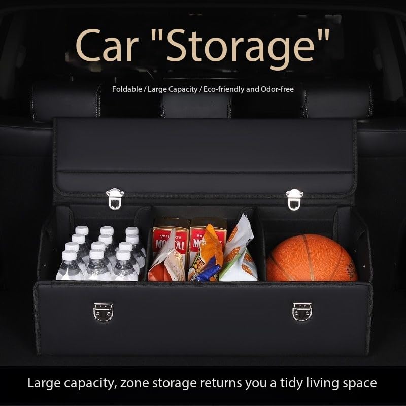 Car Trunk Organizer Leather Storage Box with Lid for Trunk - Image 7