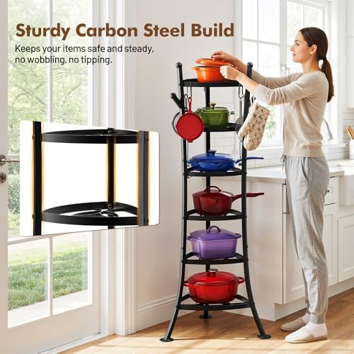 Housolution 6 Tier Cast Iron Pot Organizer Pan Rack Cookware - Image 3
