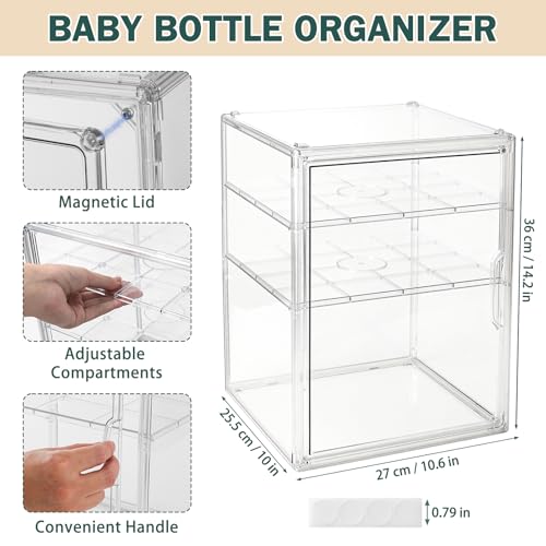 Baby Bottle Organizer, 3 Tiers Acrylic Bottle Storag | All Products - Image 3