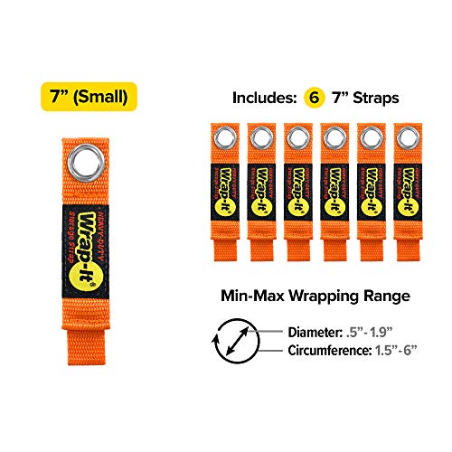 Heavy-Duty Wrap-It Storage Straps - 7-inch (6-Pack) Blaze Orange - Image 4