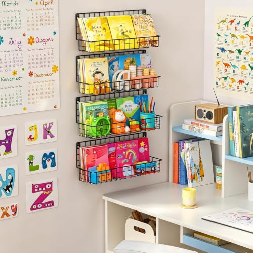 X-cosrack 4-Pack Wall Mounted Metal Kids Bookshelf, | All Products - Image 3