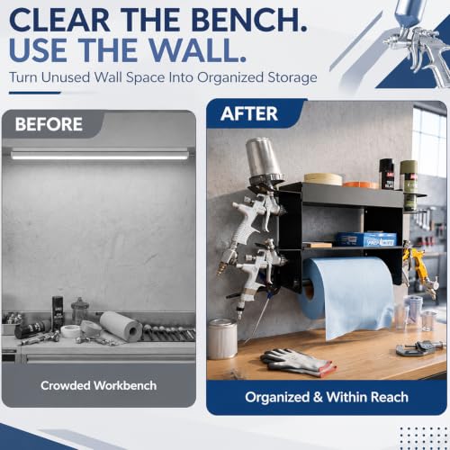 Hicarer Paint Gun Rack Paper Towel Shelf Wall Mount Organizer - Image 6