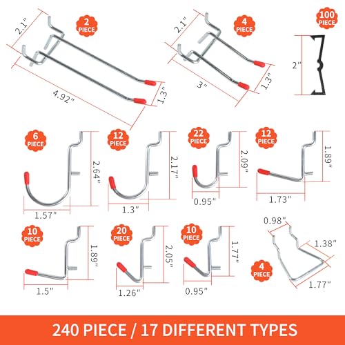 240PCS Pegboard Hooks Assortment, Pegboard Accessories - Image 3