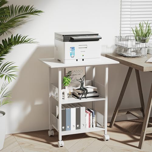 Printer Stand, 3-Tier Industrial Large Printer Table with Shelf - Image 3