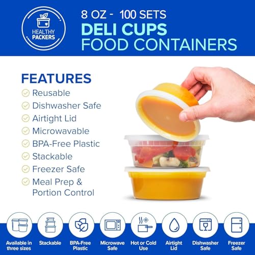 Healthy Packers 8oz Deli Containers with Lids, Food Storage - Image 3
