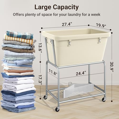 Rolling Laundry Hamper with Wheels, Removable Bag, Laundry Cart - Image 4