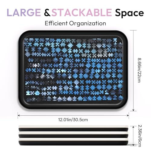 Anti-Slip Jigsaw Puzzle Sorting Trays – 6 Mixed (Black & - Image 3