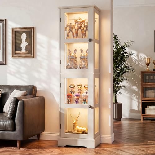 LED Curio Cabinet with Glass Doors, Smart Narrow Collectible - Image 2