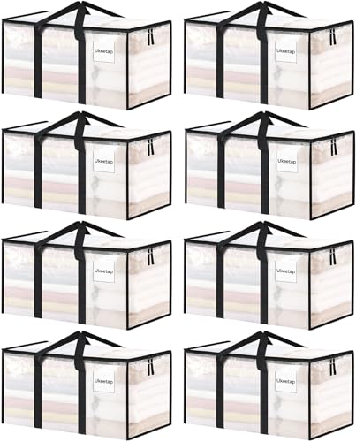 ukeetap 8 Pack Extra Large Clothes Storage Bins with Lids, Clear - Image 2