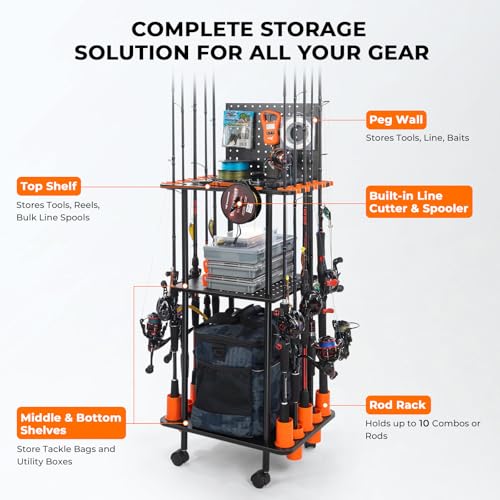 KastKing Gear Trolley V10 Mobile Fishing Rod Holder for 10 Rods - Image 4
