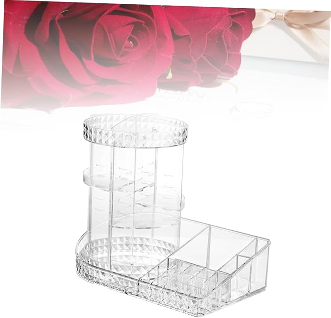 Vaguelly Acrylic Makeup Organizer Rotating Cosmetic Perfume Storage Rack for Vanity Desk Dresser Organizer