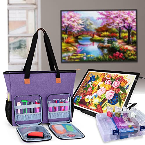 LUXJA Diamond Painting Carrying Case for A3 Light Pad, Purple - Image 3