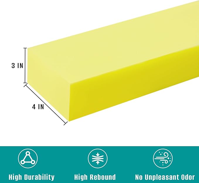 Bed Gap Filler, High Density Foam Mattress Extender for Headboard/Wall Gaps,2-Meter Extra Long Cut-to-Fit Yellow Foam Sponge Strip (78''x4''x3'')
