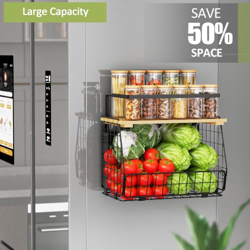 2 Pack Magnetic Shelf for Fridge, Fruit Potato Onion Storage Bins - Image 5