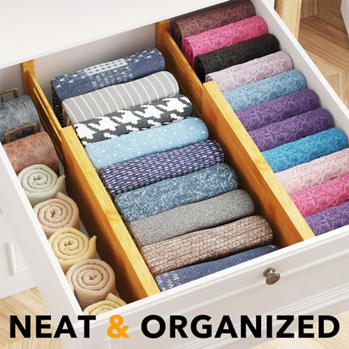 SpaceAid Bamboo 4 Pack Dresser Drawer Dividers, 4.65“ High - Image 3