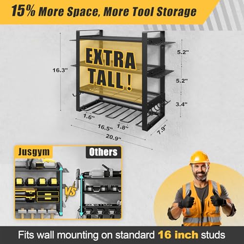 4-Tier Power Tool Organizer Wall Mount, 200LBS Capacity - Image 3