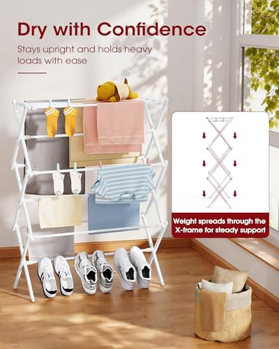 Foldable 3-Tier Clothes Drying Rack 37.4" H with Non-Slip Feet - Image 4