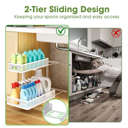 Under Sink Organizer 2-Pack, Metal 2-Tier Pull-Out C | Under Sink Stor - Image 3