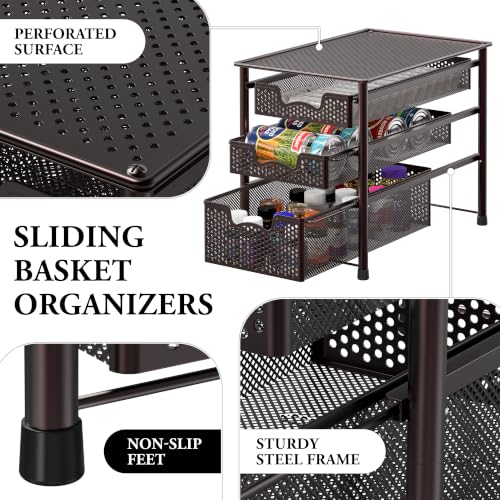 Simple Houseware Stackable 3 Tier Sliding Basket Organizer - Image 5