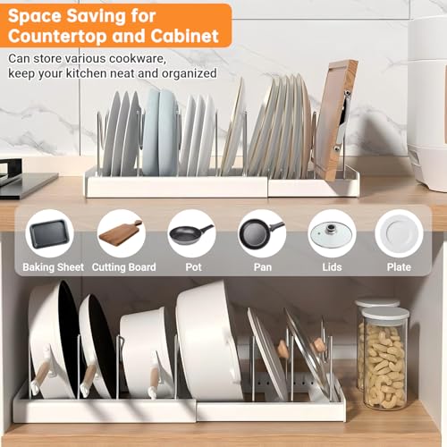 Expandable Pot and Pan Organizer Rack for Cabinet, Pot Lid - Image 4