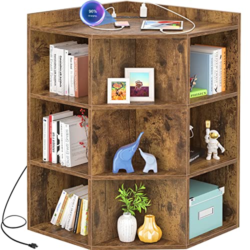 Aheaplus Corner Cabinet, Corner Storage with Power Outlets - Image 2