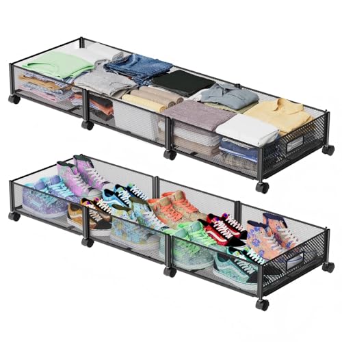 Under Bed Storage with Wheels 47.2"(L)/57.6L Large Rolling Under - Image 2