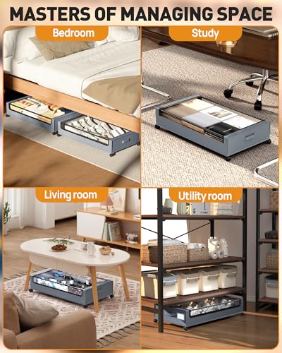 Under Bed Storage with Wheels, Square Under Bed Storage - Image 5