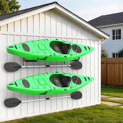 Wall Mounted Kayak Storage Rack, Kayak Holder with Paddle Hooks - Image 8