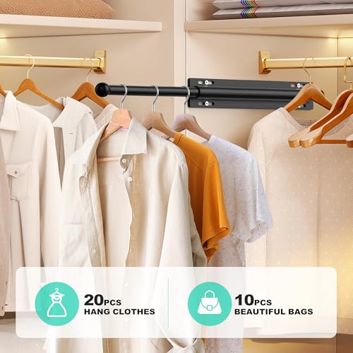 2 Pack Valet Rod for Closet Retractable, 13.4"-23.2" Pull - Image 6
