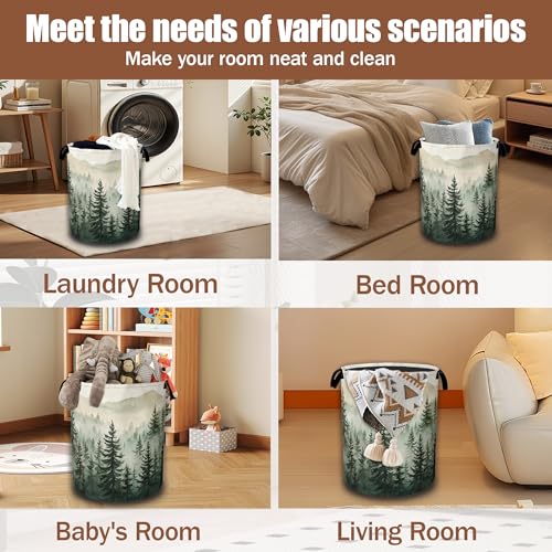 Misty Forest Landscape Laundry Basket,Waterproof | Home Organization - Image 8