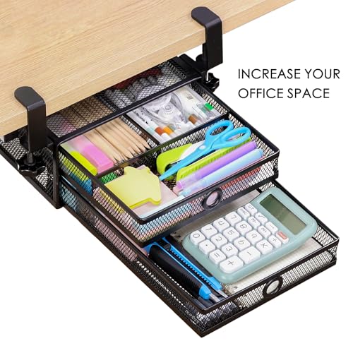 Under Desk Drawer, Clamp on Desk Organizer Slide Out Table - Image 5