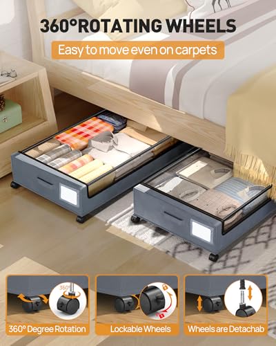 Under Bed Storage with Wheels, Square Under Bed Storage - Image 3