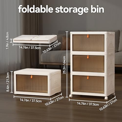 LDQ Storage Bins with Lids, 3 Tier 69QT Stackable Storage Cabinet - Image 3