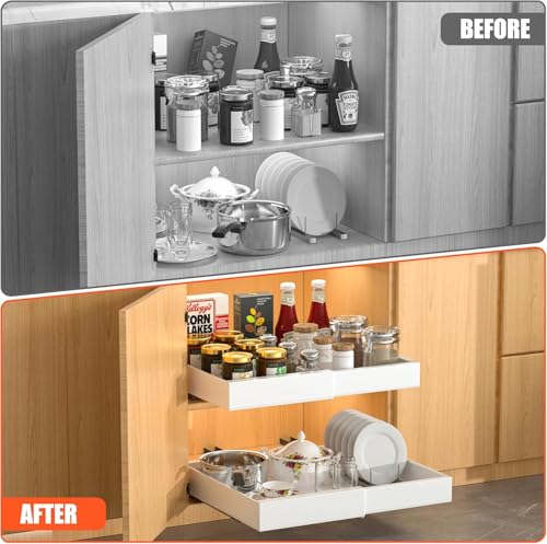DEKAVA 4 Pack Pull Out Cabinet Organizer Expandable, Adhesive - Image 4