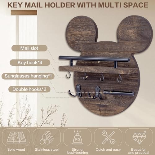 AIRPOP Key Holder for Wall–Mouse Wooden Mail Organizer - Image 5