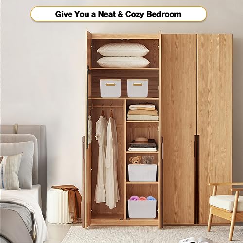 Ohmlove 4 Pack Storage Bins with Bamboo Lids,Stackable Box - Image 6