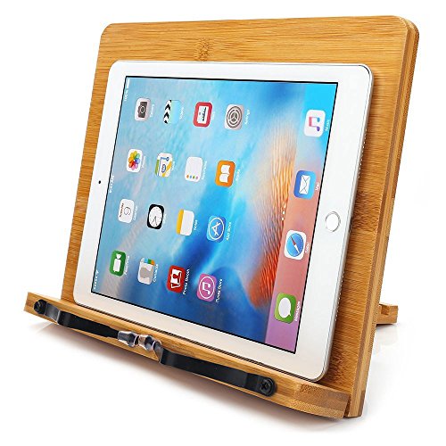 wishacc Bamboo Book Stand, Adjustable Book Holder Tray and Page - Image 3