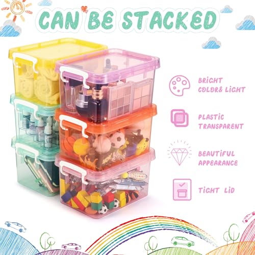 6 Pack Colorful Plastic Storage Bins with Lids, Colorful - Image 6