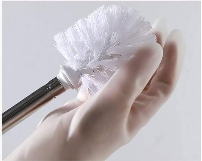 Toilet Brush Toilet Brush and Holder Openwork Base Stainless Steel Handle Toilet Brush Set Floor Standing Bathroom Brush Toilet Tools (Color : Grey, Size : 13.5 * 47.5cm)