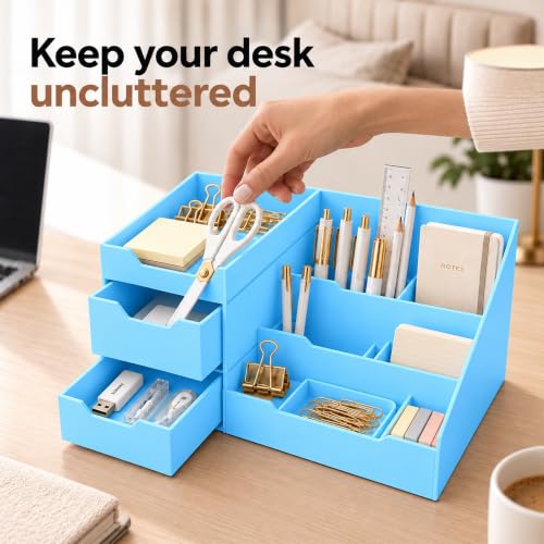 Uncluttered Designs Blue Makeup Organizer for Women, Dresser Top - Image 7