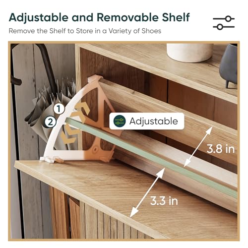 Shoe Cabinet Storage for Entryway with 2 Flip Drawers - Image 6