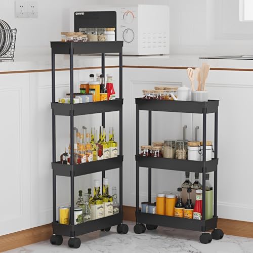 Sooyee 4 Tier Slim Storage Cart, Black - Image 7