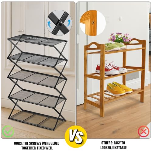 Small Shoe Rack for Entryway, 5-Tier Foldable Shoe Organizer - Image 7