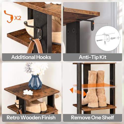 HOOBRO 8 Tiers Vertical Shoe Rack, Wooden Shoe Storage Organizer - Image 6