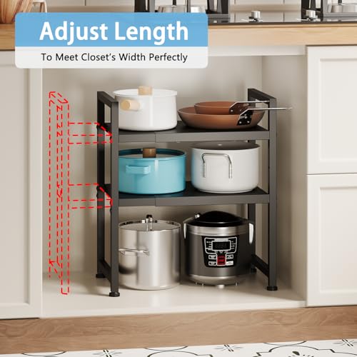 2-Tier Expandable Metal Storage Shelves,150LBS Heavy Duty - Image 6