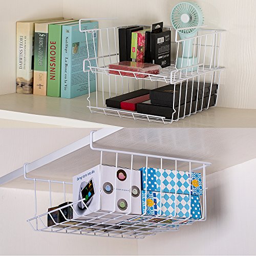 Lonians 2-Pack Under Shelf Hanging Storage Baskets - Metal Wire - Image 6