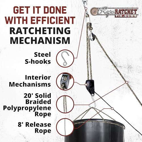 Rope Ratchet 3/8" 20' Solid Braided Rope Block and Tackle - Image 5