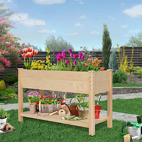 GARFANS Raised Garden Bed Wood Planter Box with Storage - Image 3