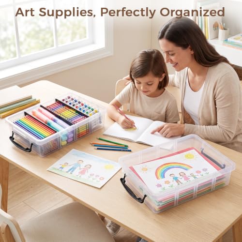 Citylife 2PC Storage Bins with Lids,Storage Box with Dividers - Image 7